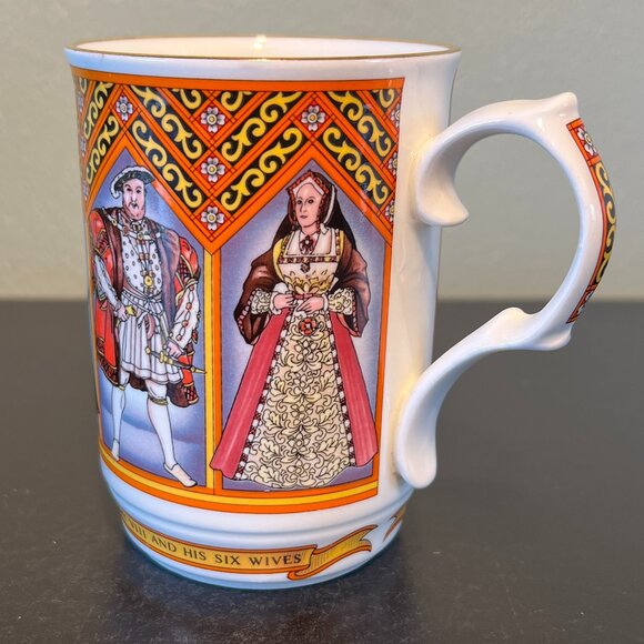 Vintage JAMES SADLER King Henry VIII And His Six Wives Fine Bone China Cup Mug - Picture 5 of 14
